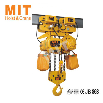 Special design for limit space 10t electric chain hoist with low headroom